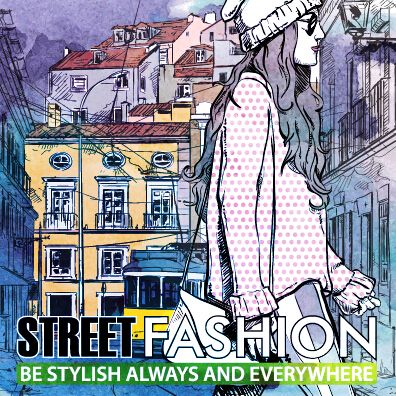 Street stylish everywhere hand drawing background vector 04