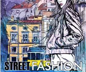 Street stylish everywhere hand drawing background vector 06