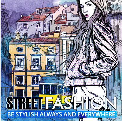 Street stylish everywhere hand drawing background vector 06