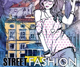 Street stylish everywhere hand drawing background vector 07