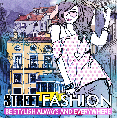 Street stylish everywhere hand drawing background vector 07