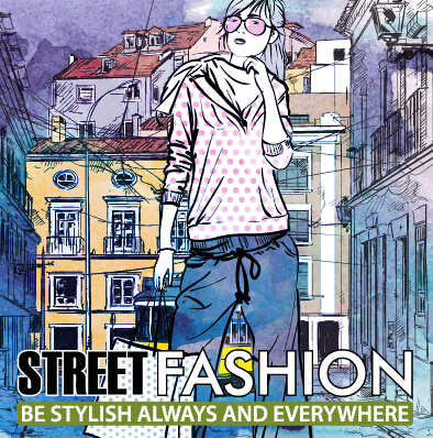 Street stylish everywhere hand drawing background vector 08