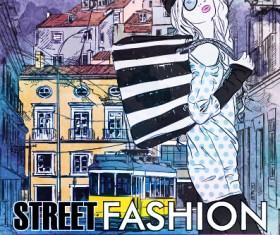 Street stylish everywhere hand drawing background vector 09