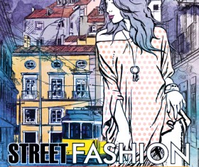 Street stylish everywhere hand drawing background vector 10