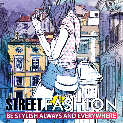 Street stylish everywhere hand drawing background vector 11