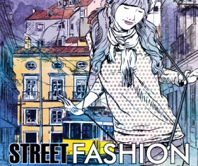 Street stylish everywhere hand drawing background vector 12