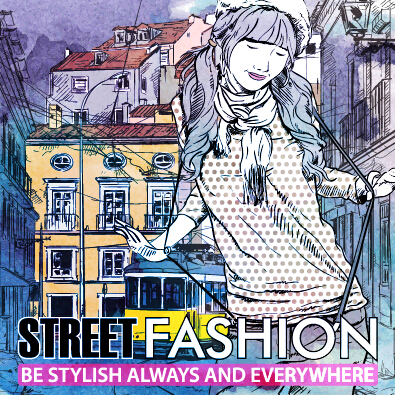 Street stylish everywhere hand drawing background vector 12