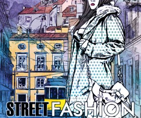 Street stylish everywhere hand drawing background vector 14
