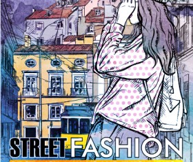 Street stylish everywhere hand drawing background vector 15
