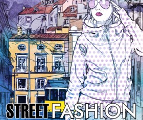 Street stylish everywhere hand drawing background vector 16