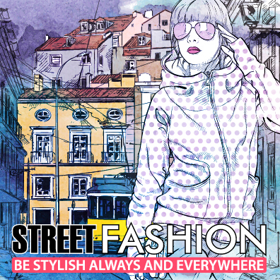 Street stylish everywhere hand drawing background vector 16