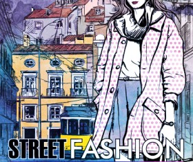 Street stylish everywhere hand drawing background vector 17