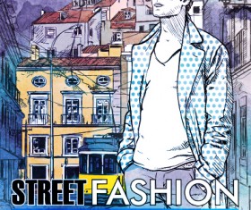 Street stylish everywhere hand drawing background vector 18