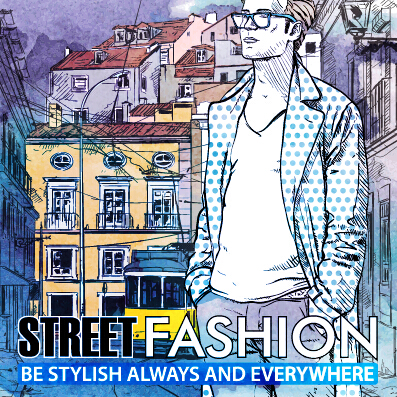 Street stylish everywhere hand drawing background vector 18