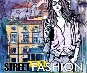 Street stylish everywhere hand drawing background vector 19
