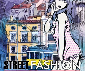 Street stylish everywhere hand drawing background vector 20