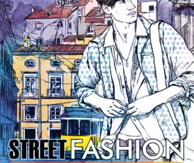 Street stylish everywhere hand drawing background vector 21