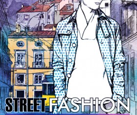 Street stylish everywhere hand drawing background vector 23