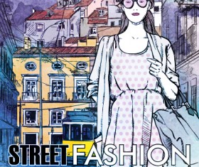 Street stylish everywhere hand drawing background vector 24