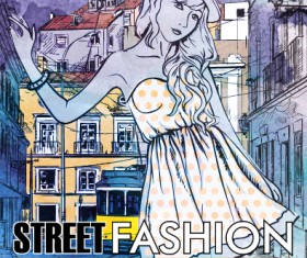 Street stylish everywhere hand drawing background vector 25