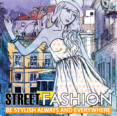 Street stylish everywhere hand drawing background vector 25