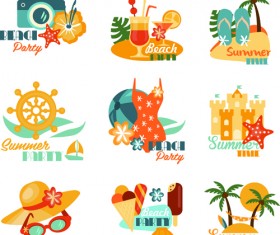 Summer beach holiday labels vintage vector 02