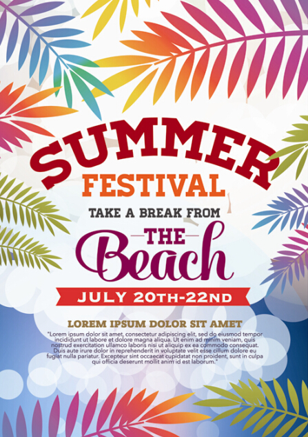 Summer beach party vintage poster vectors 01