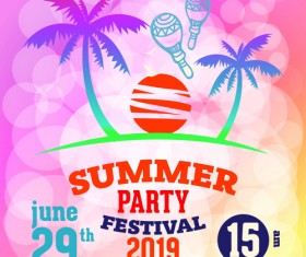 Summer beach party vintage poster vectors 02