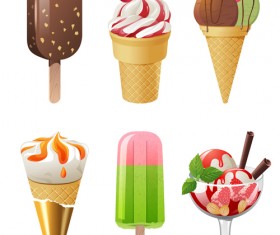 Summer delicious ice cream set vector 03