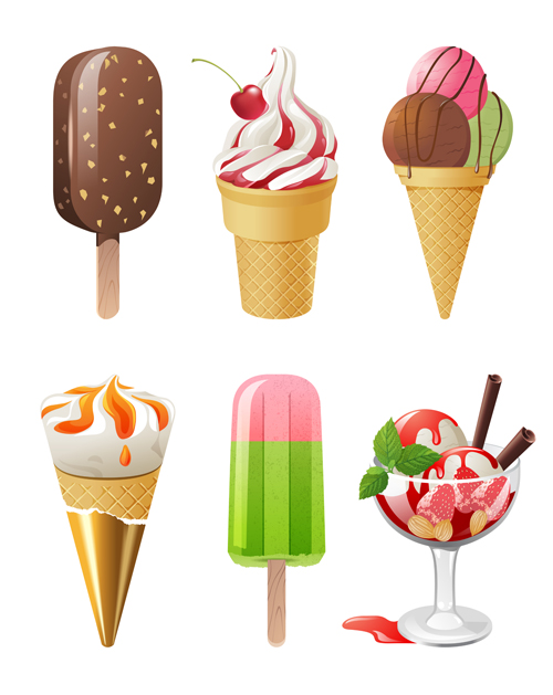 Summer delicious ice cream set vector 03