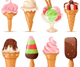 Summer delicious ice cream set vector 04