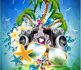 Summer disco night party flyer 06