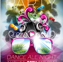 Summer disco night party flyer 07