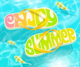Summer holiday slippers background vector 01
