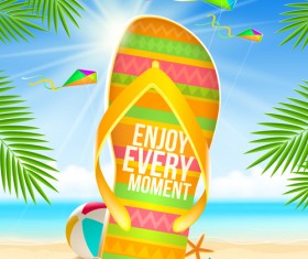 Summer holiday slippers background vector 02