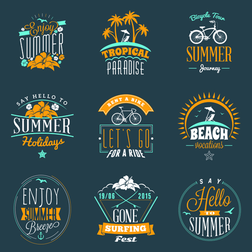 Summer holidays logos creative vector material 04