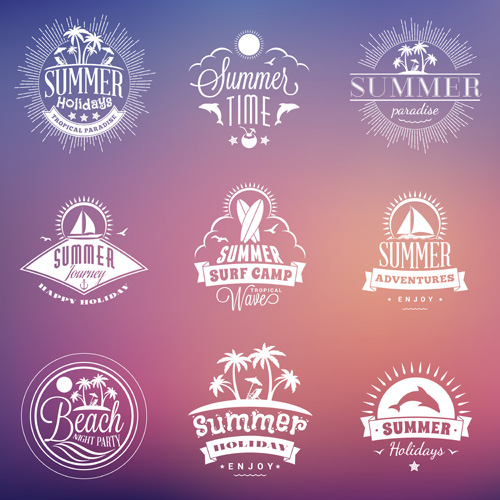 Summer holidays logos creative vector material 06