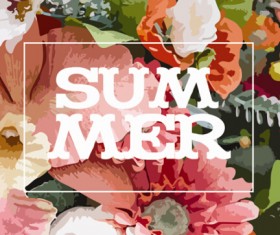 Summer watercolor flower background art vector