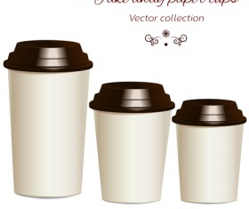 Take away paper cups vector set 01