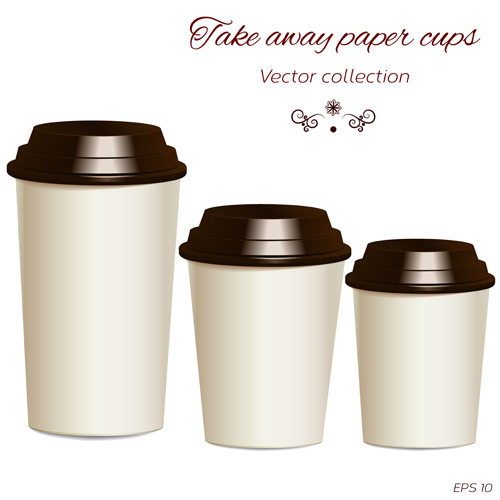 Take away paper cups vector set 01
