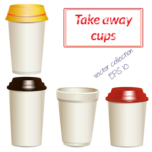 Take away paper cups vector set 03