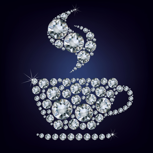 Tea with diamonds creative vector