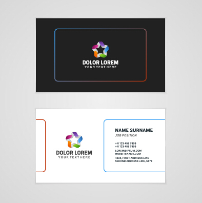 Template company business cards set vector 06