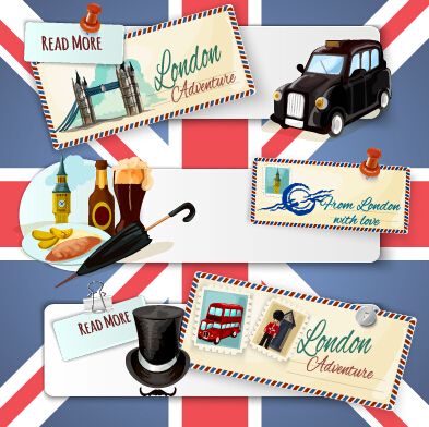 Travel banner with stamp vector 02