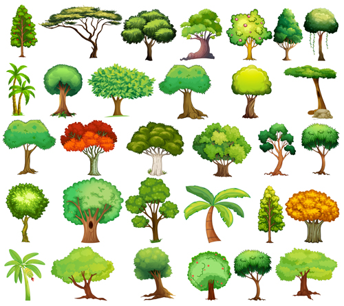 Various tree vectors material set 01