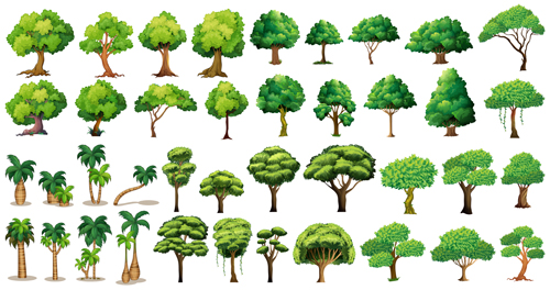 Various tree vectors material set 04