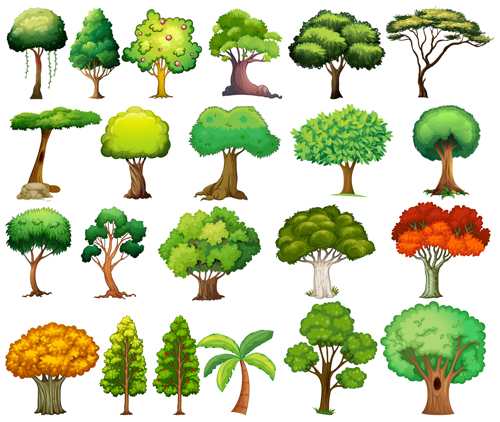 Various tree vectors material set 05
