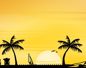 Vector beach sunbeds silhouette material 03