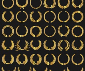 Vector gold laurel material set