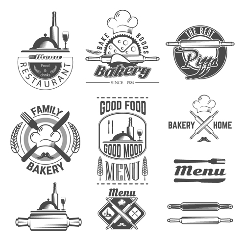 Vintage bakery food labels vector